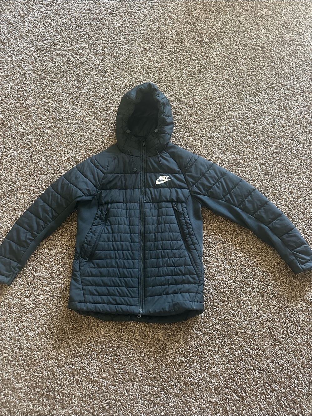 Nike Black Quilted Hooded Puffer Coat